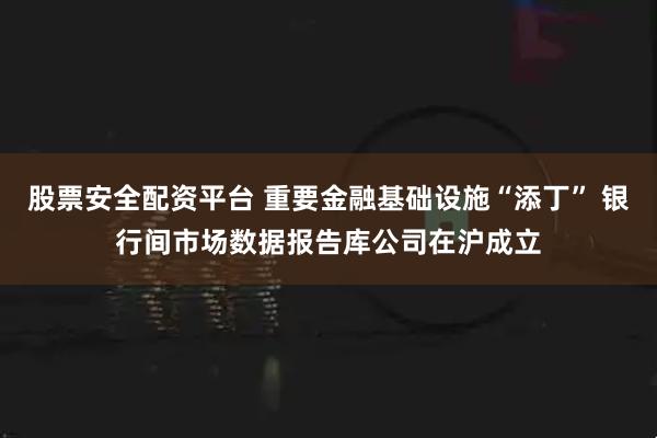 股票安全配资平台 重要金融基础设施“添丁” 银行间市场数据报告库公司在沪成立