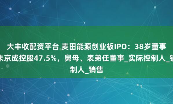 大丰收配资平台 麦田能源创业板IPO：38岁董事长朱京成控股47.5%，舅母、表弟任董事_实际控制人_销售